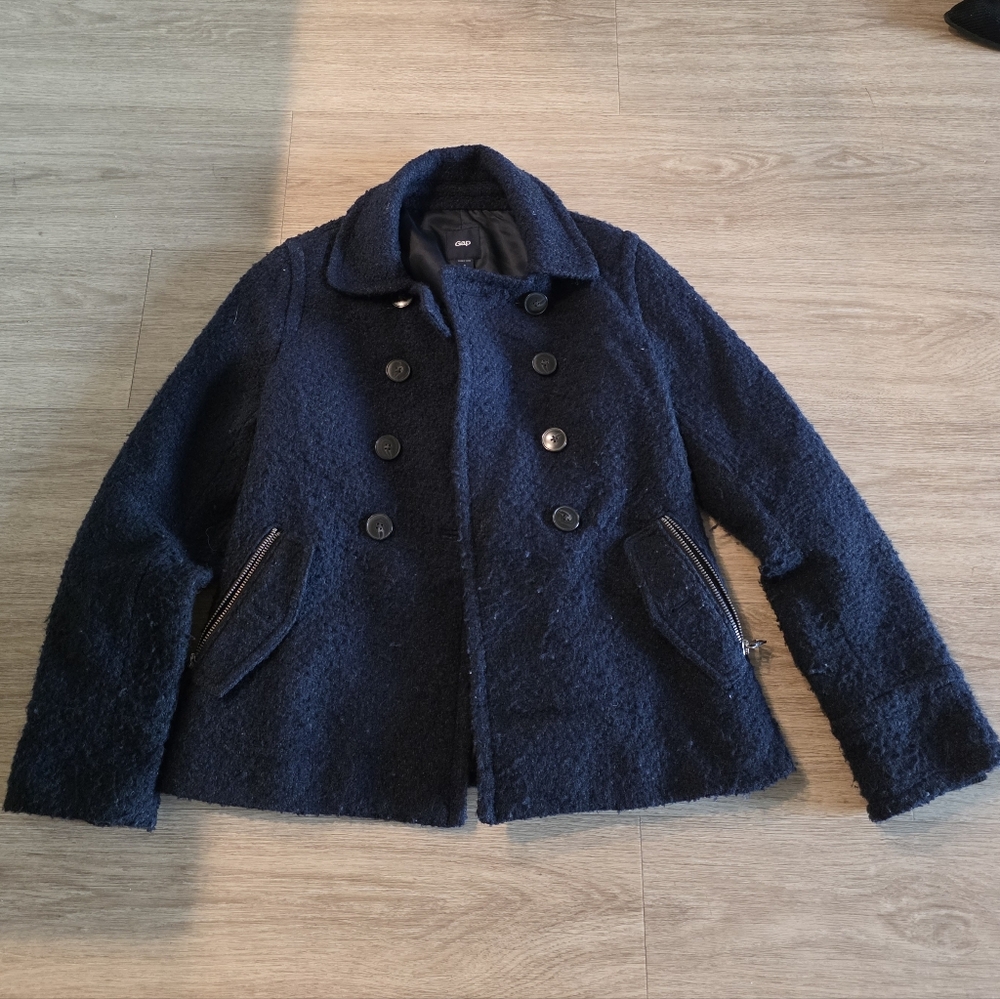 The GAP Navy Wool Blend Short Pea Coat